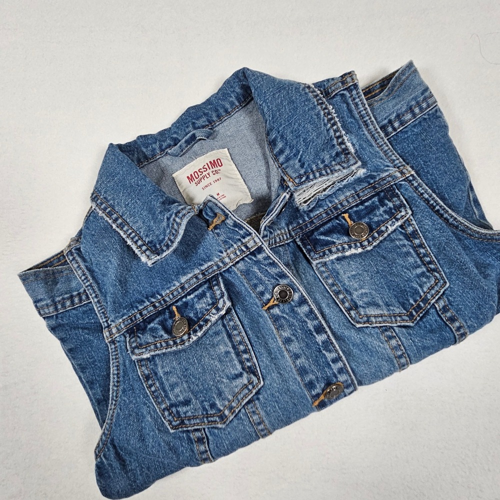Mossimo Supply Co Womens Medium Wash Distressed Denim Vest Blue Size M F16740028 - Picture 10 of 10